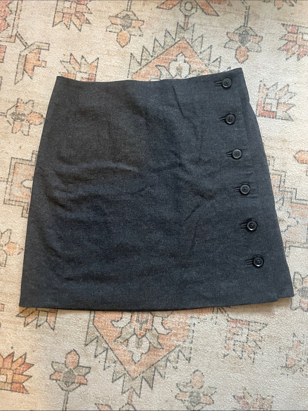 Banana Republic Dark Gray Button-Detail Mini Skirt